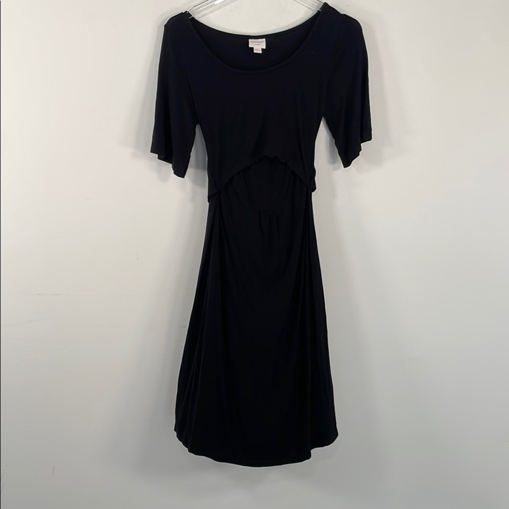 Boob Design Black Tencel Maternity Nursing Dress Short Sleeve Small EP 1127499 - Picture 2 of 10